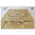 Wholesale high quality silky straight blond hair clip in human hair extensions